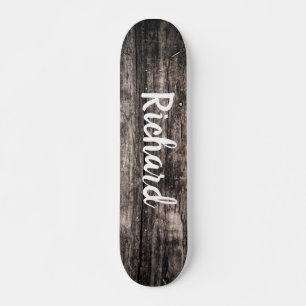Skateboard Nom personnalisé Rustic Wood Personnalisé