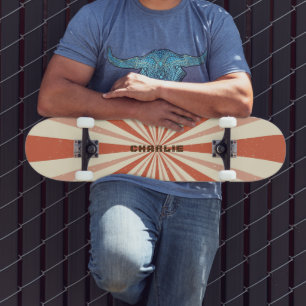 Skateboard Nom personnalisé Terracotta éclaté Rétro