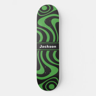 Skateboard Nom personnalisé Trippy ondulé 70s Rétro Vert