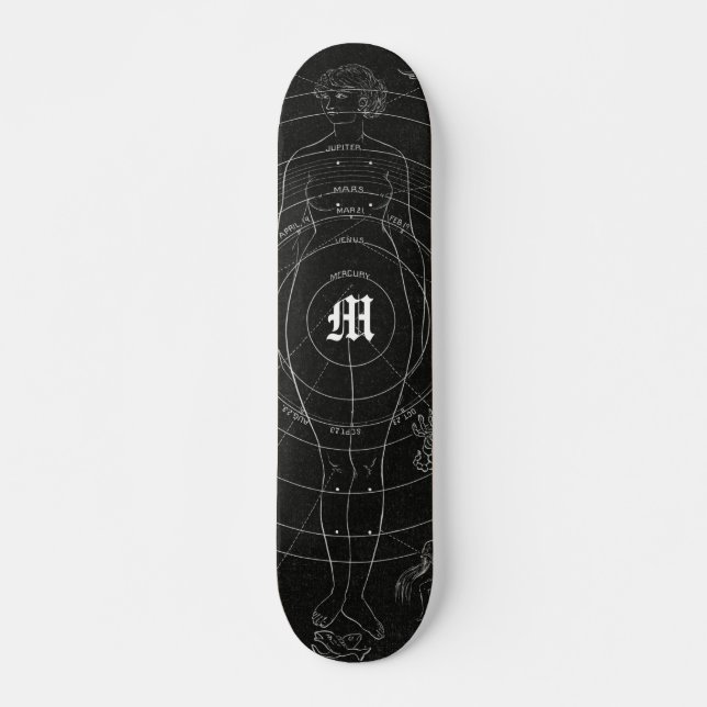 Skateboard Nom personnalisé Zodiac Western gothique (Devant)