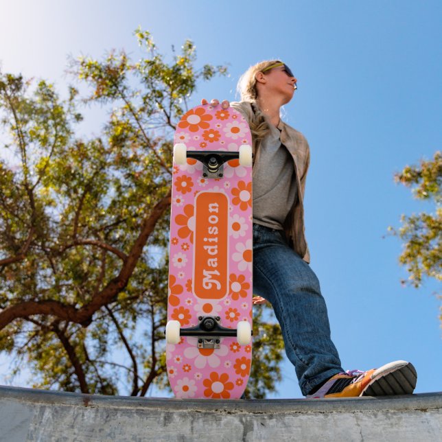Skateboard Nom Rose Orange Rétro 70s Daisy (Extérieur 1)