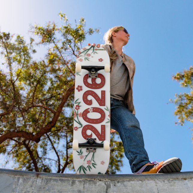 Skateboard Nombres de bambou 2026 avec fleurs de cerisier  (Extérieur 1)