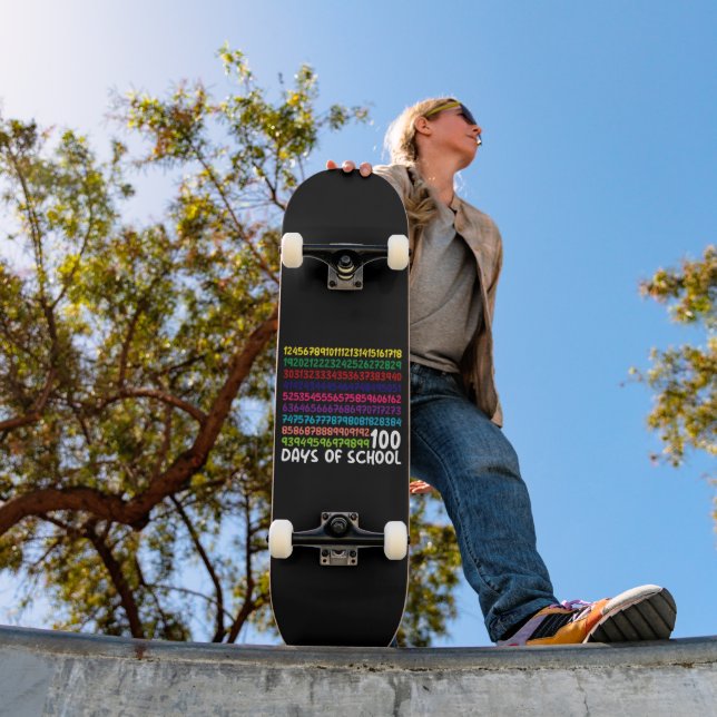 Skateboard Nombres de maths 100e jour d'école enseignant enfa (Extérieur 1)