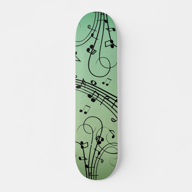 Skateboard Notes de fantaisie Design de musique verte (Devant)