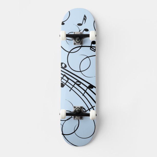Skateboard Notes de musique fantaisie Bleu (Recto)