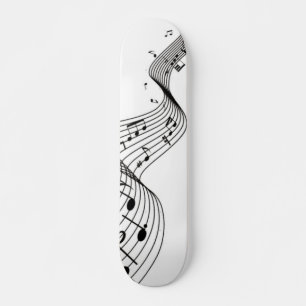 Skateboard Notes de musique sur fond blanc avec housse de têt