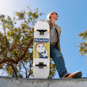 Skateboard Nous Pouvons Le Faire ! Chat blanc Rosie le Rivete
