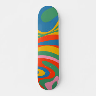 Skateboard Nouveau Groove Retro Rainbow Colorful Trippy Abstr