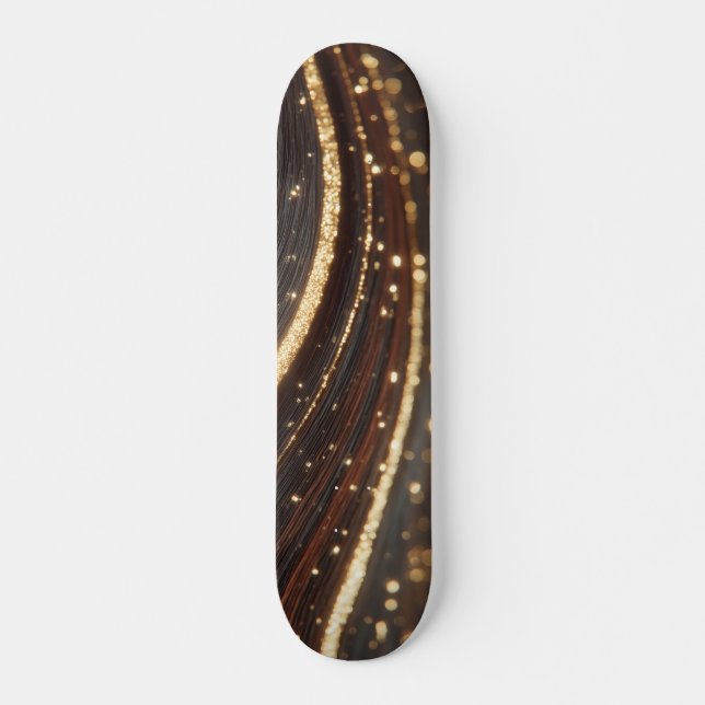 Skateboard Noyer foncé Grain en bois avec des rivières en or  (Devant)