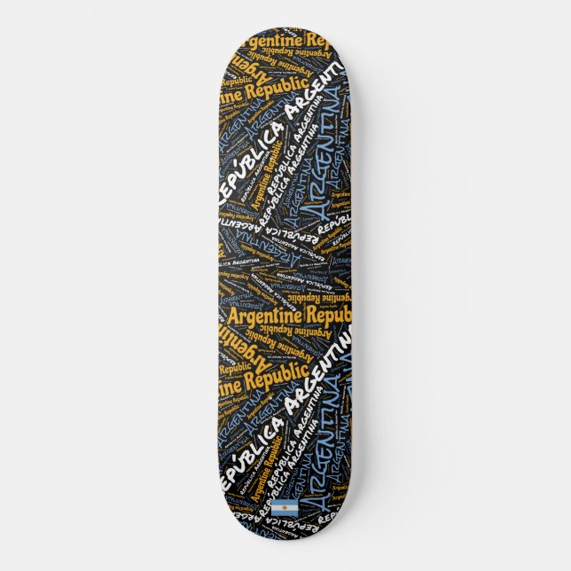 Skateboard Nuage de mots de la fierté nationale argentine (Recto)