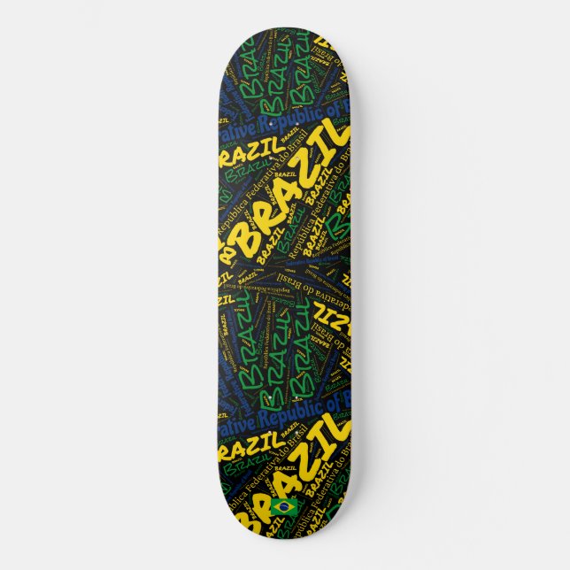 Skateboard Nuage de mots de la fierté nationale brésilienne (Recto)