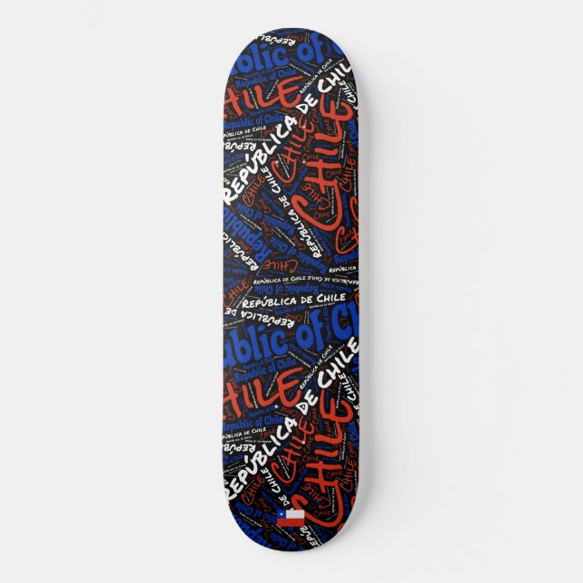 Skateboard Nuage de mots de la fierté nationale chilienne (Recto)