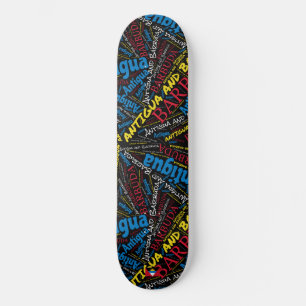 Skateboard Nuage de mots de la fierté nationale d'Antigua-et-