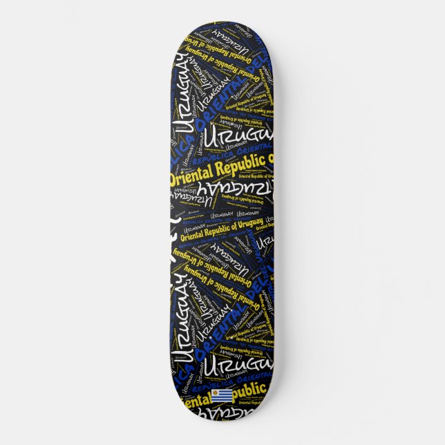 Skateboard Nuage de mots de la fierté nationale uruguayenne (Recto)