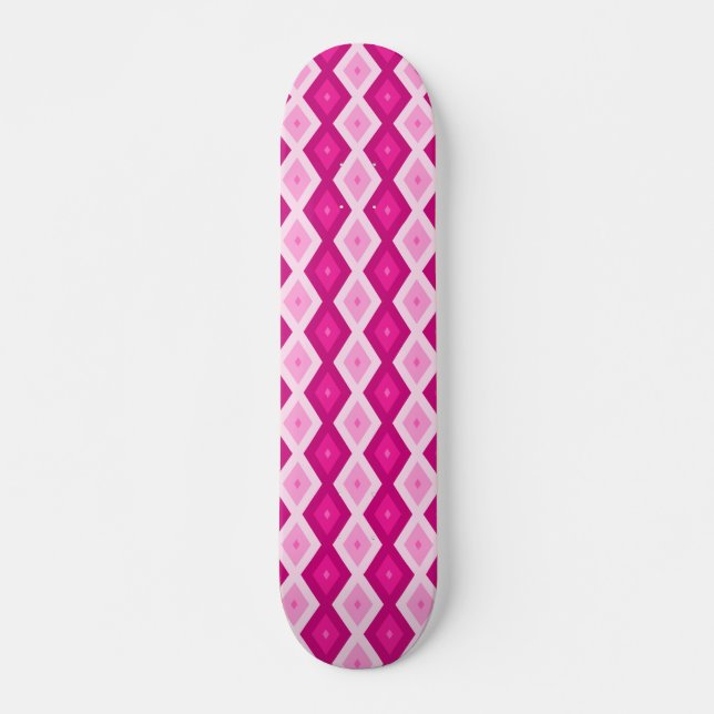 Skateboard Nuances de motif de diamant fuchsia (Devant)