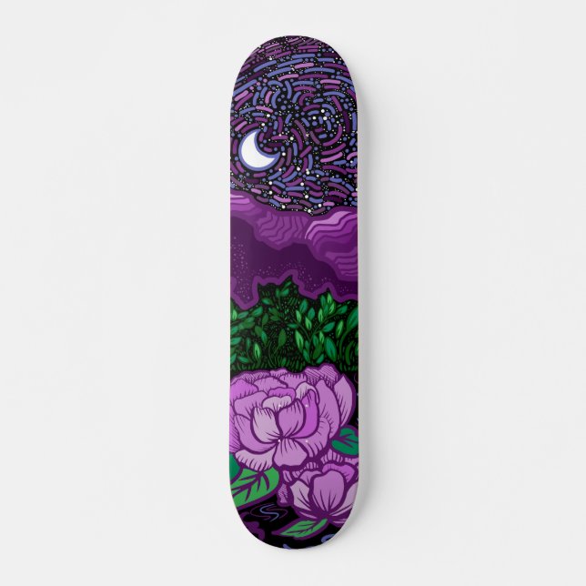 Skateboard Nuit étoilée au bord du lac (Devant)