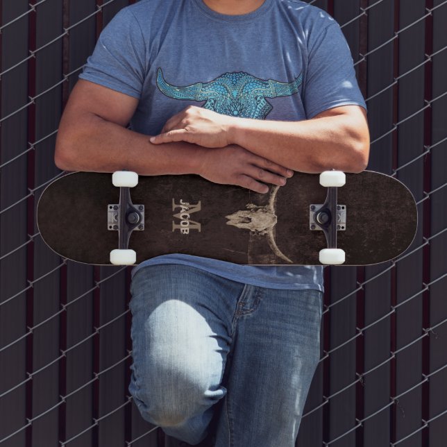 Skateboard Occidental Brown Beige Vieux Russe Taureau Monogra (Extérieur 3)