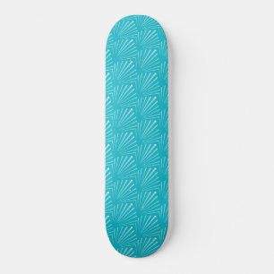 Skateboard Océan Pastel Bleu Silhouette de Coquillages Lignes