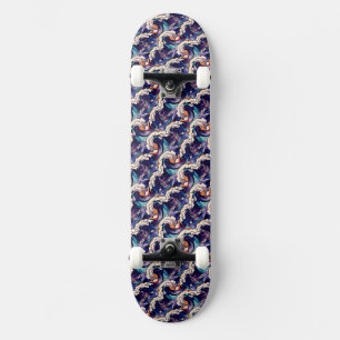 Skateboard Océan Waves Mer Japonais Abstrait Motif