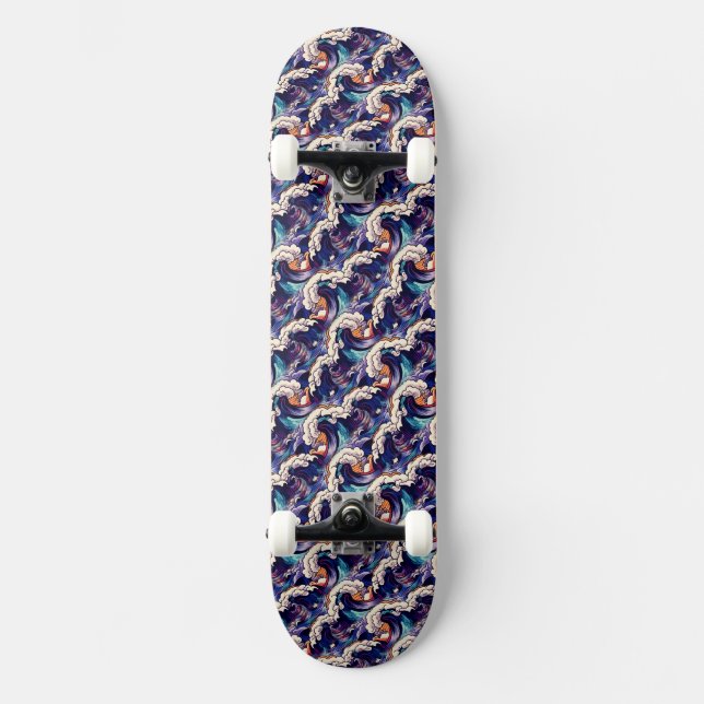 Skateboard Océan Waves Mer Japonais Abstrait Motif (Recto)