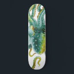 Skateboard Octopus Green Tentacles Aquarelle Art<br><div class="desc">l'art du poulpe</div>