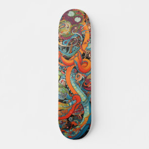 Skateboard Octopus psychédélique coloré