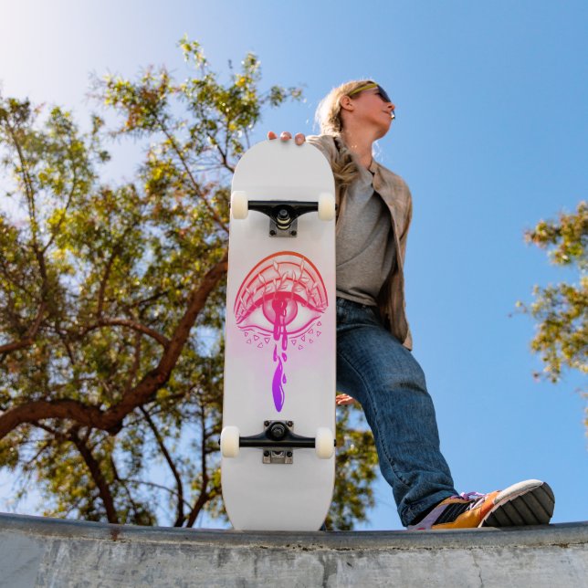 Skateboard Oeil psychédélique Pastel Goth Esthétique (Extérieur 1)