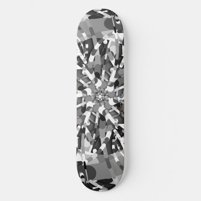 Skateboard Oeuf primitif - noir et blanc éclatement abstrait (Recto)