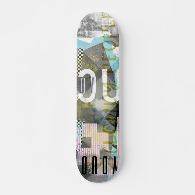 Skateboard Œuvre d'art collage pour personnes nuageuses (Devant)