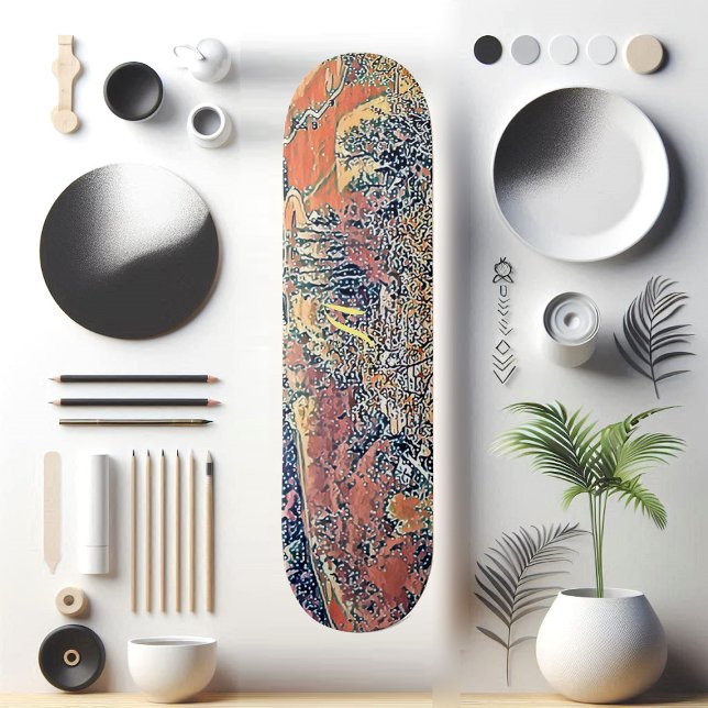 Skateboard Oiseau Vue de l'oeil Fiery Orange Chute Décor Voie (Bird’s Eye View Fiery Orange Fall Scenery Pathways Skateboard)