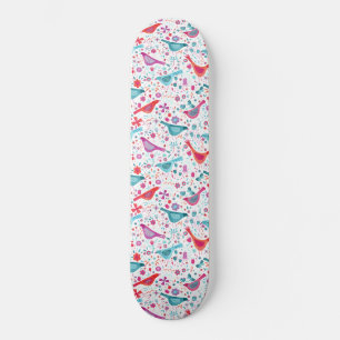 Skateboard Oiseaux dans un jardin Boho Aquarelle moderne