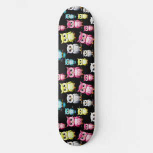 Skateboard Oiseaux de Chouette colorés Motif Arrière - plan n