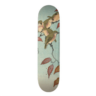Skateboard Oiseaux japonais vintages de vert de beaux-arts