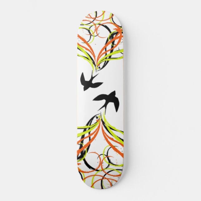 Skateboard oiseaux noirs chantant dans la nuit (Recto)