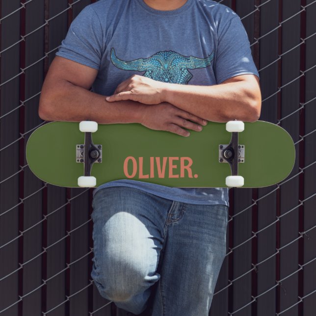 Skateboard Olive Green Nom moderne | Classique tendance (Extérieur 3)
