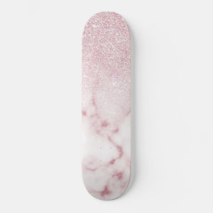 Skateboard Ombre de marbre de marbre rose rose brillant