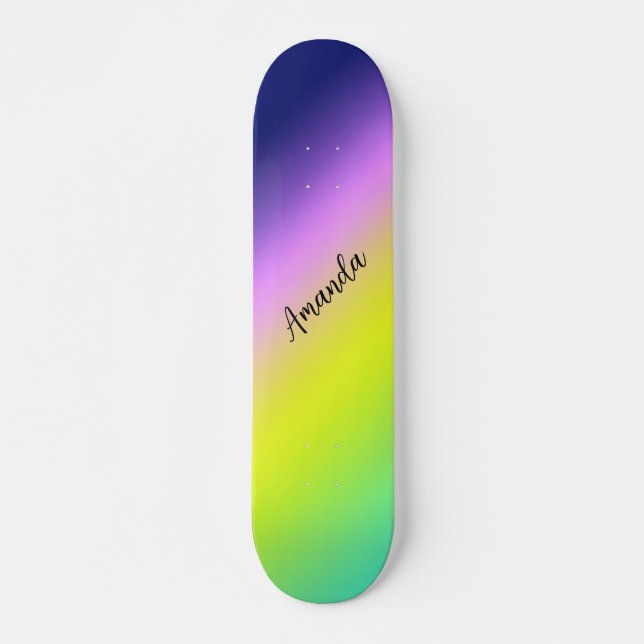 Skateboard Ombre violet jaune vert printemps couleurs été (Devant)
