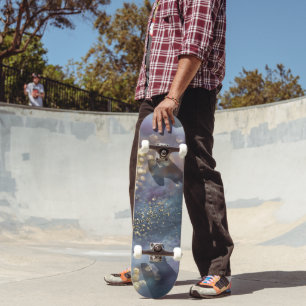 Skateboard Or Bleu Violet Pailleté Glam 1