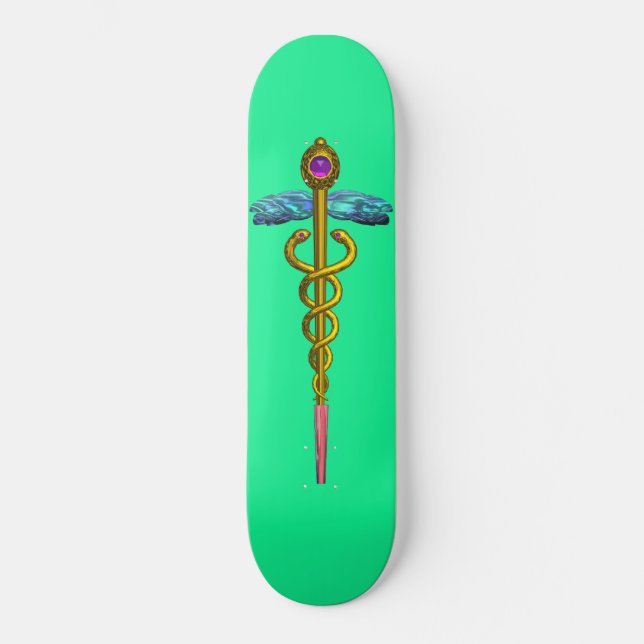 Skateboard OR CADUCEUS, vert (Recto)