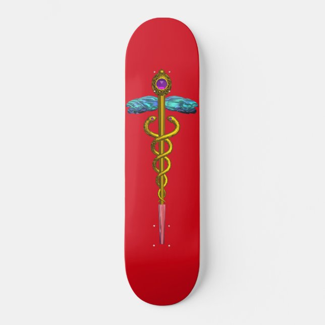 Skateboard OR CADUCUS, rouge (Recto)