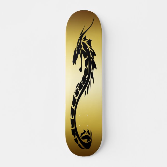 SKATEBOARD OR ET CONCEPTION NOIRE DE DRAGON (Devant)