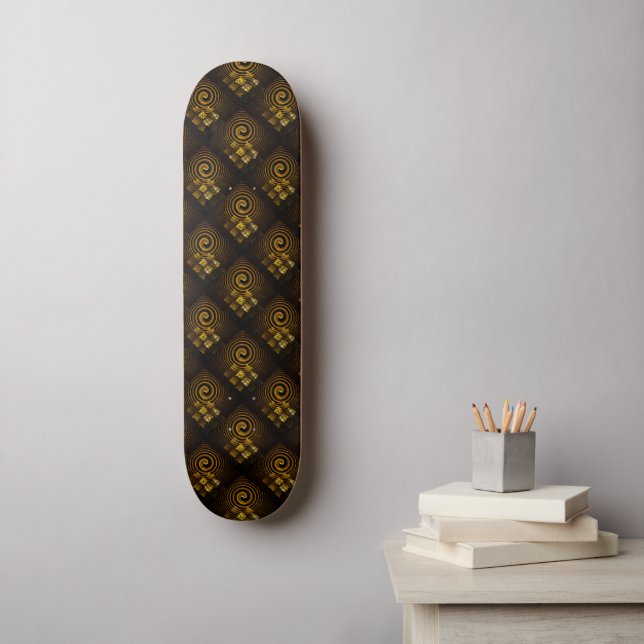 Skateboard Or Moderne Boho Élégant Motif d'Art Abstrait #502 (Art mural)