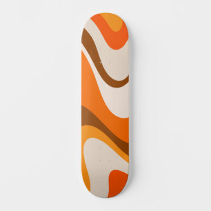 Skateboard Orange Onduleux Abstrait Rétro Contemporain Cool