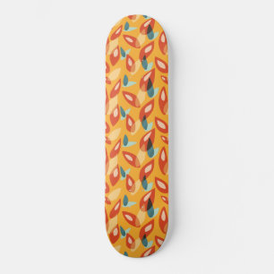 Skateboard Orange Retro Moderne Feuilles géométriques les ann