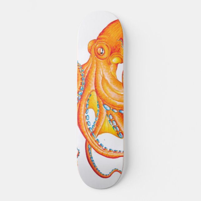 Skateboard Orange Rouge Kraken Octopus Danse d'Art (Recto)