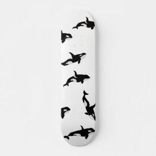 Skateboard Orca Whale Pod Motif Océan Blanc