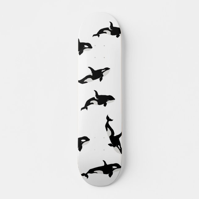 Skateboard Orca Whale Pod Motif Océan Blanc (Devant)