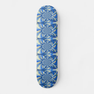 Skateboard Orchidée aquarelle peinture, Nuages Mandala