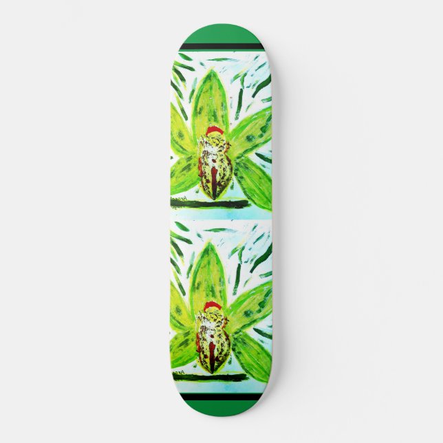 Skateboard Orchidée du Cymbidium vert (Recto)