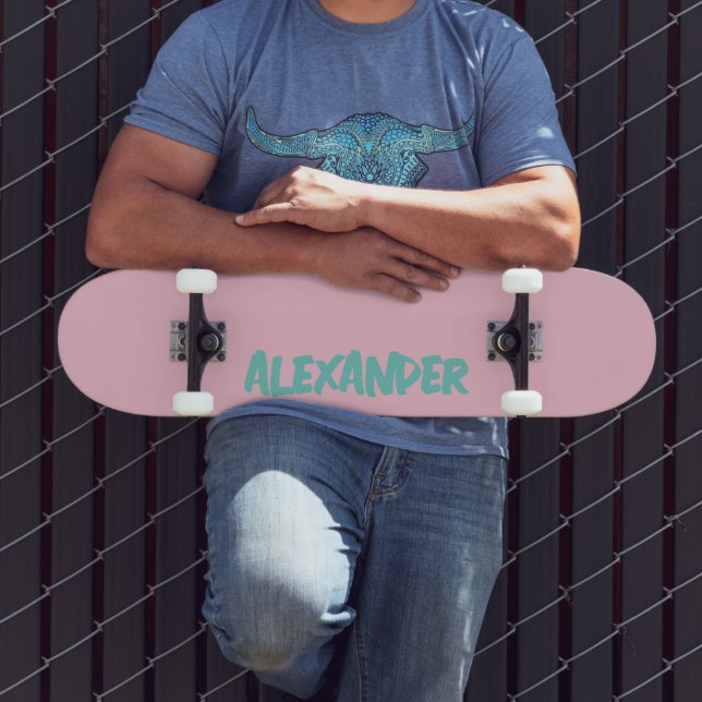 Skateboard Orchidée Rose Nom Moderne | Classique Tendance  (Extérieur 3)
